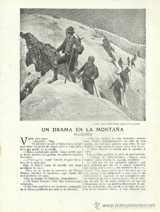 Coleccionismo de revistas y peri&oacute;dicos: * ALPINISMO * Un drama en la monta&ntilde;a / relato por L. Clarence - 1919