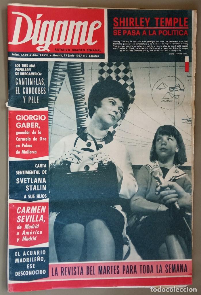 Coleccionismo de Revistas y Peri&oacute;dicos: D&iacute;game 1432, 13 Jun 1967. Petula Clark, Svletana Stalin, Carmen Sevilla,Giorgio Gaber, Pel&eacute;,Cordob&eacute;s