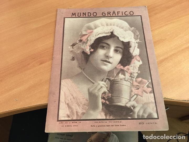 Coleccionismo de Revistas y Peri&oacute;dicos: MUNDO GRAFICO 23 ABRIL 1913 MUELLES BARCELOMA, ATENTADO CONTRA REY (COIB76)