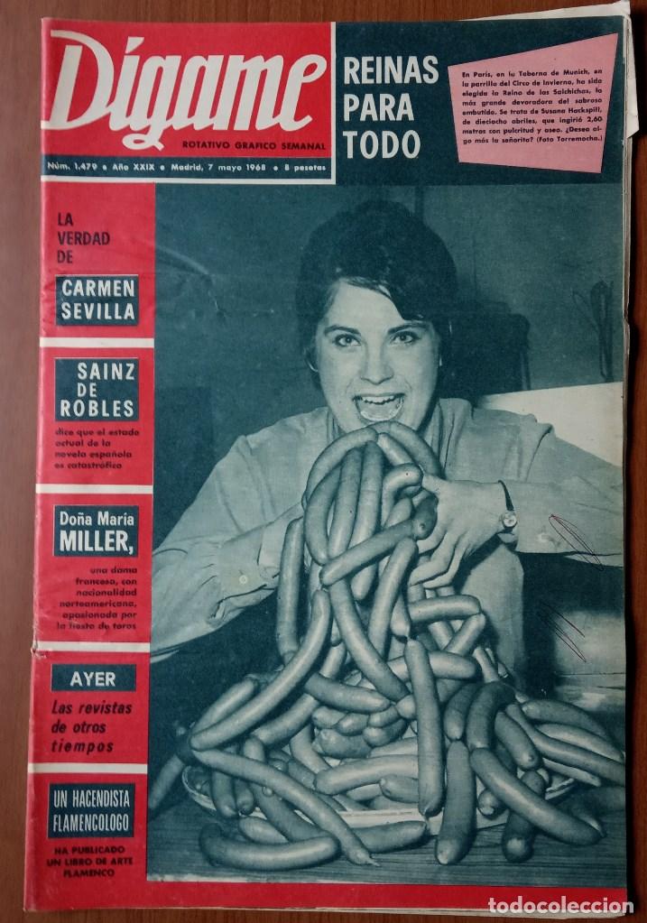 Coleccionismo de Revistas y Peri&oacute;dicos: D&iacute;game 1479, 7 Mayo 1968. Carmen Sevilla, Anuncio Yiyo, Lime&ntilde;o, Bombita IV, Eve Kivi,Ib&aacute;&ntilde;ez Serrador