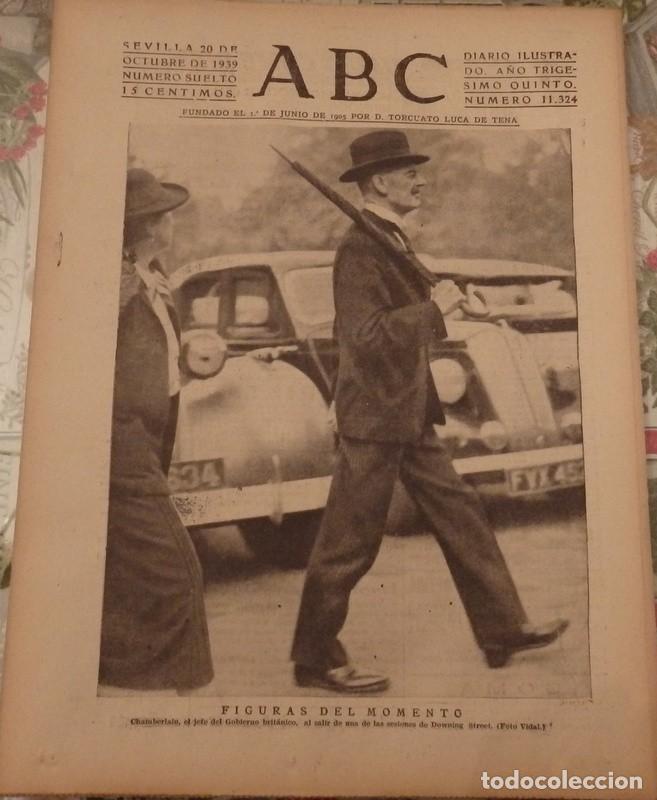 Coleccionismo de Revistas y Peri&oacute;dicos: ABC DE SEVILLA, 20 DE OCTUBRE DE 1939, HOMENAJE AL GENERAL SANJURJO,ETC..14 PAGINAS