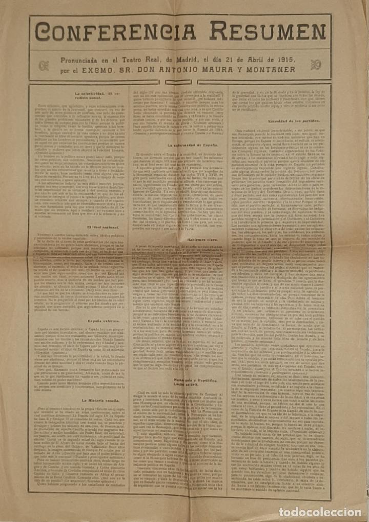 Coleccionismo de revistas y peri&oacute;dicos: CONFERENCIA PRONUNCIADA POR ANTONIO MAURA EN EL TEATRO REAL DE MADRID 1915