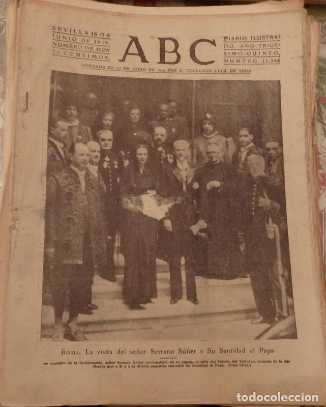 Coleccionismo de Revistas y Peri&oacute;dicos: ABC SEVILLA, 18 JUNIO 1939, BILBAO, GRANADA, MUNGUIA,ETC...22 PAGINAS
