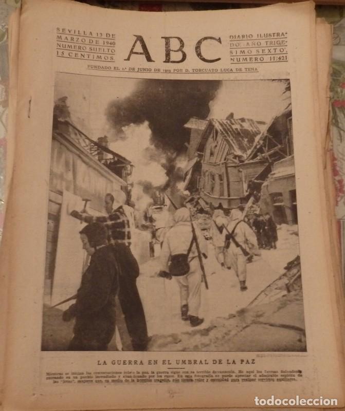 Coleccionismo de Revistas y Peri&oacute;dicos: ABC SEVILLA, 13 MARZO 1940, WWII, UTRERA, SANTUARIO DE LA CABEZA, ETC..14 PAGINAS