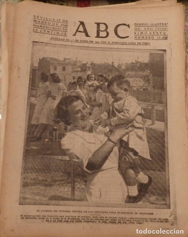 Coleccionismo de Revistas y Peri&oacute;dicos: ABC SEVILLA, 12 MARZO 1940, FALANGE SEVILLA, WWII, ETC..14 PAGINAS