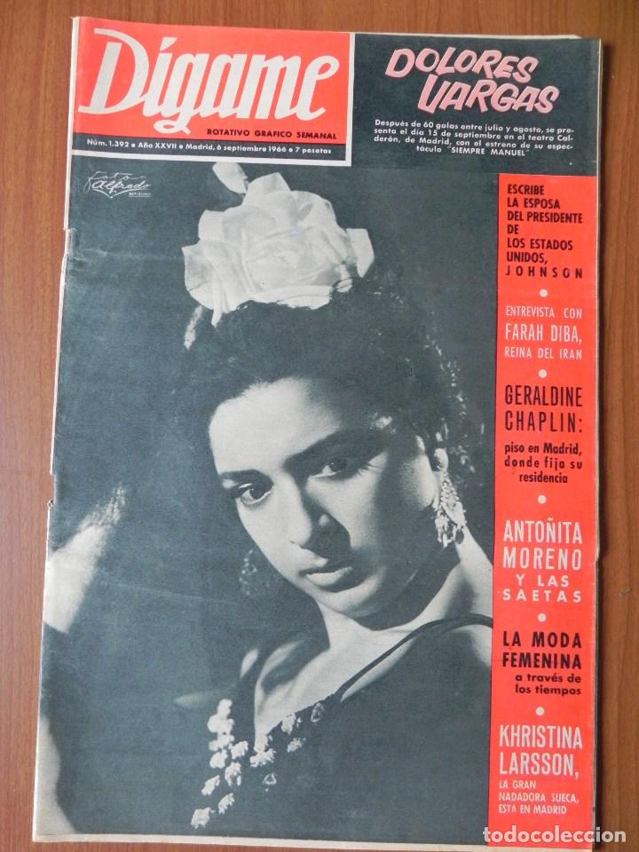 Coleccionismo de Revistas y Peri&oacute;dicos: D&iacute;game 1392, & Sept 1966. Dolores Vargas, G Chaplin, Paco Camino, Lolita Sevilla, Anto&ntilde;ita Moreno