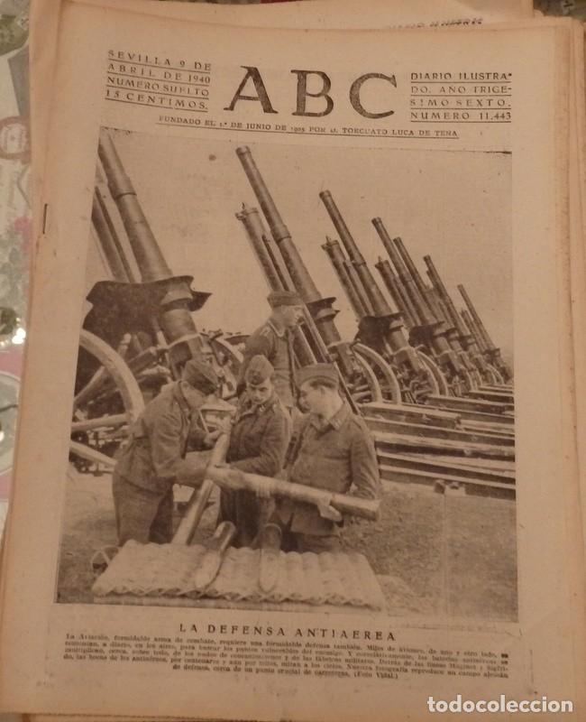Coleccionismo de Revistas y Peri&oacute;dicos: ABC, 9 ABRIL 1940, WWII, LA DEFENSA ANTIAEREA,,FUTBOL SEVILLA.F.C.-REAL BETIS, ETC..14 PAGINAS