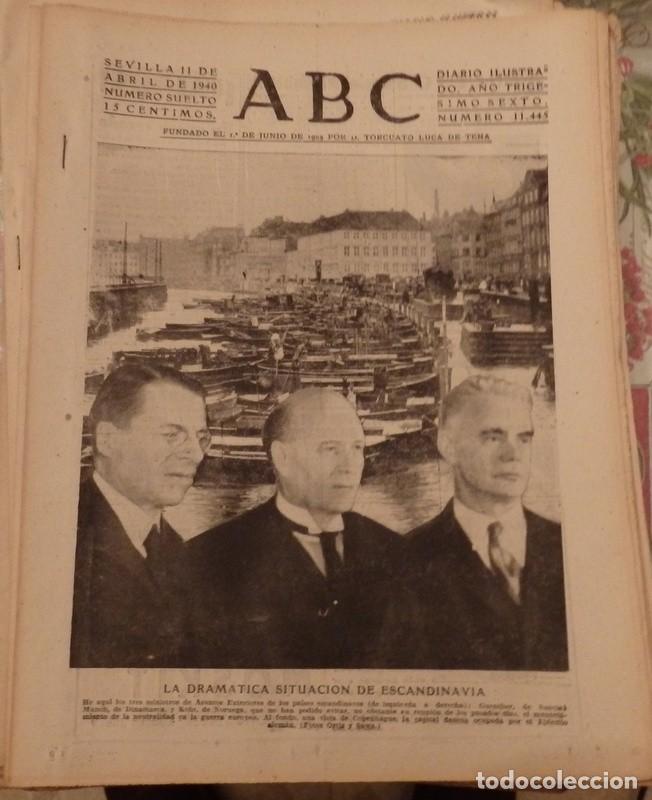 Coleccionismo de Revistas y Peri&oacute;dicos: ABC SEVILLA, 11 ABRIL 1940, WWII, INAUGURACION ALBERGUE ANTEQUERA, ETC...14 PAGINAS