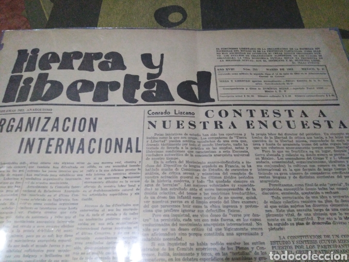 Collection Magazines and Newspapers: PERI&Oacute;DICO ANARQUISTA TIERRA Y LIBERTAD, a&ntilde;o XVIII n215, 1961,mexico DC