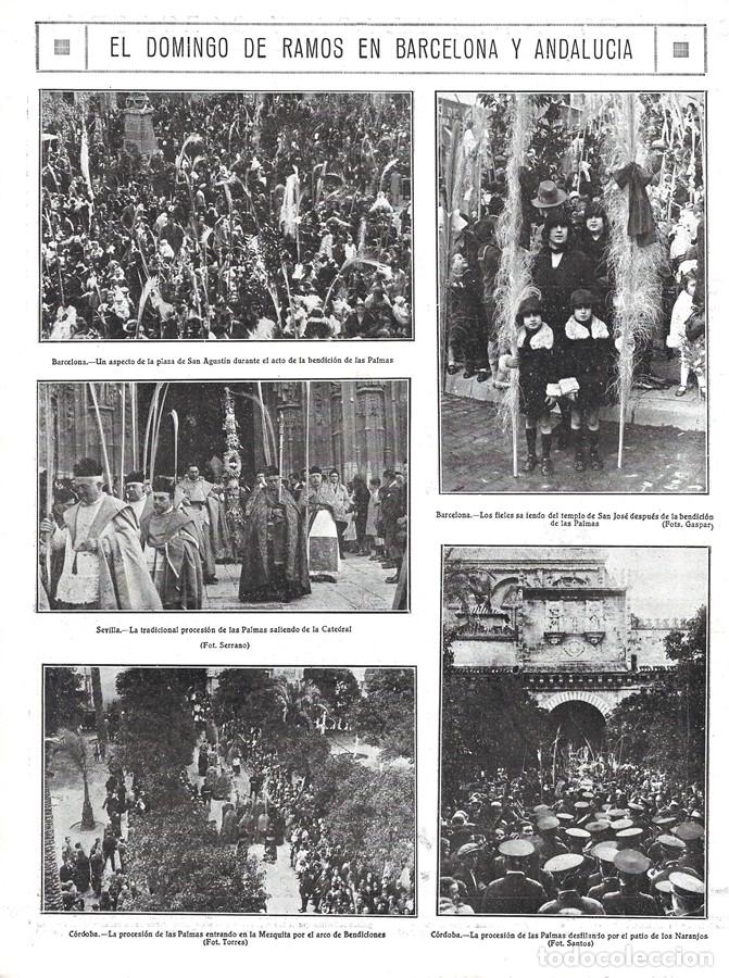 Coleccionismo de Revistas y Peri&oacute;dicos: 1928 HOJA REVISTA BARCELONA DOMINGO DE RAMOS BENDICI&Oacute;N PALMAS PLAZA DE SAN AGUST&Iacute;N IGLESIA SAN JOS&Eacute;