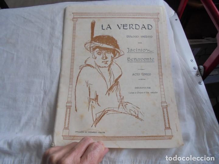Coleccionismo de Revistas y Peri&oacute;dicos: LA VERDAD DIALOGO INEDITO POR JACINTO BENAVENTE DIBUJO MARIN 2 HOJAS DE REVISTA NUEVO MUNDO 1915