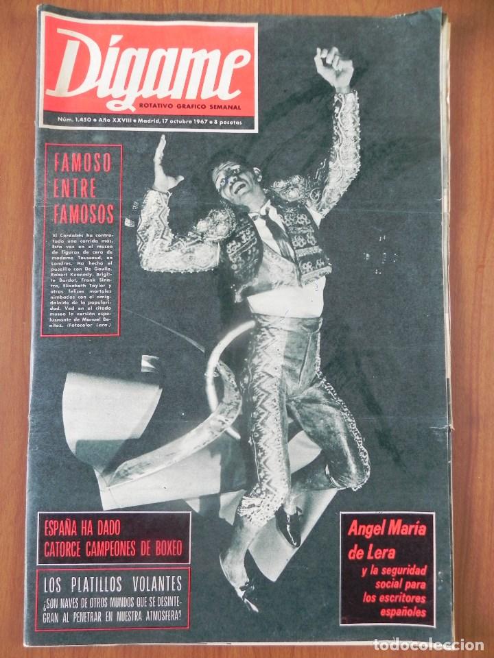 Sammeln von Zeitschriften und Zeitungen: D&iacute;game 1450, 17 Oct 1967. El Cordob&eacute;s, Dolores Abril, Angel Mar&iacute;a de Lera, Proyecto Apolo, Franciska