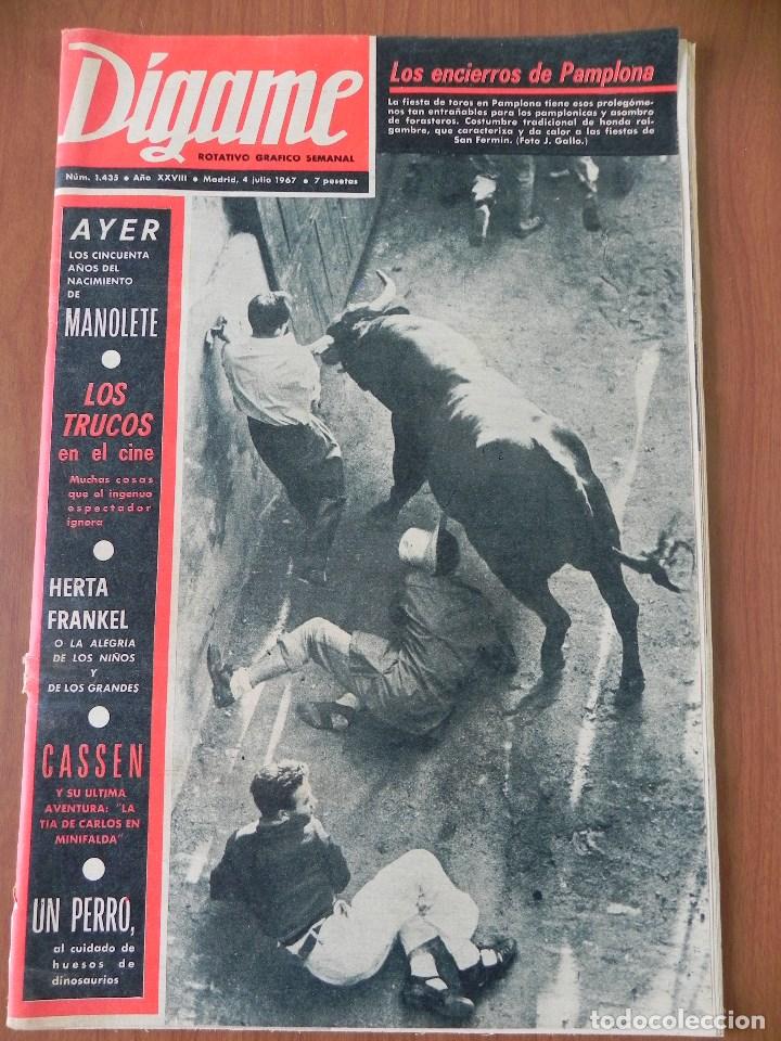 Coleccionismo de Revistas y Peri&oacute;dicos: D&iacute;game 1435, 4 Jul 1967. Manolete, Herta Frankel, Julia Guti&eacute;rrez Caba, Cassen,Valencia Campe&oacute;n Copa