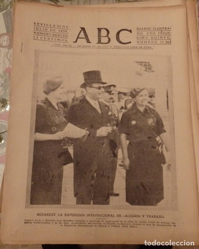 Coleccionismo de Revistas y Peri&oacute;dicos: ABC SEVILLA, 11 JULIO 1939, BADAJOZ IMPOSICION MEDALLA, REORGANIZACION REGIONES MILITARES,20 PAGINAS