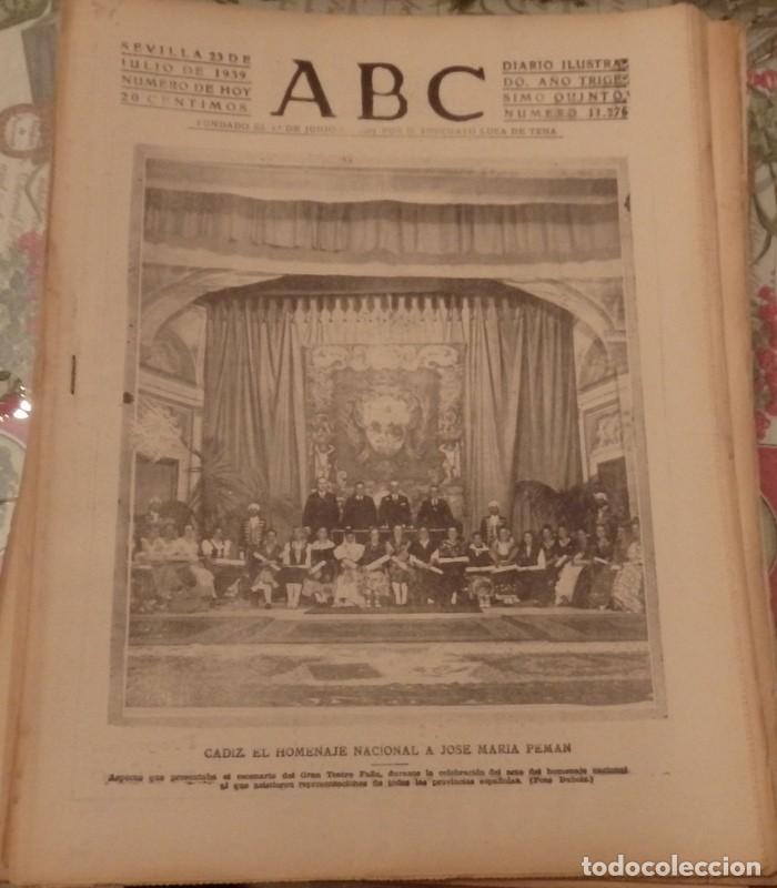 Coleccionismo de Revistas y Peri&oacute;dicos: ABC SEVILLA, 23 JULIO 1939, SANTANDER, CADIZ, MALAGA,EFEMERIDES ALTO DEL LEON,ETC.22 PAGINAS