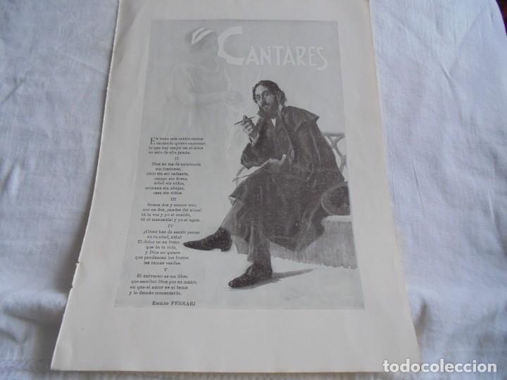 Coleccionismo de revistas y peri&oacute;dicos: EN MONTECARLO POR C.VAZQUEZ/CANTARES POR EMILIO FERRARI.HOJA DE REVISTA BLANCO Y NEGRO 1902