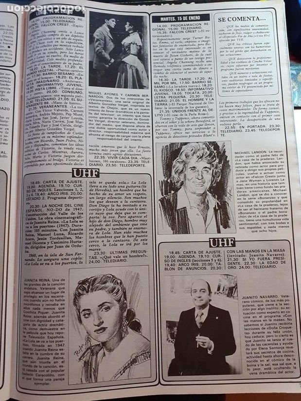 Coleccionismo de revistas y peri&oacute;dicos: JUANITA REINA JUANITO NAVARRO MICHAEL LANDON MIGUEL AYONES CARMEN BERNARDOS