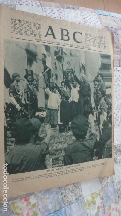 Coleccionismo de Revistas y Peri&oacute;dicos: ANTIGUO PERIODICO ABC.AGOSTO 1939. POST GUERRA CIVIL.