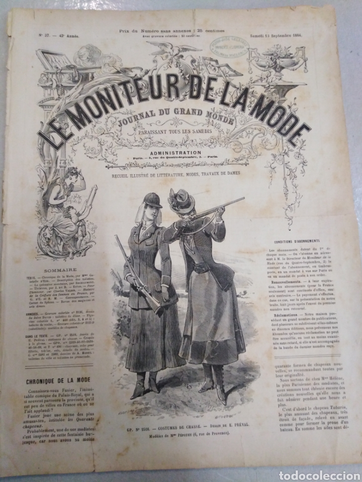 Coleccionismo de revistas y peri&oacute;dicos: MODA , LE MONITEUR DE LA MODE, n37, 1884, - Foto 1