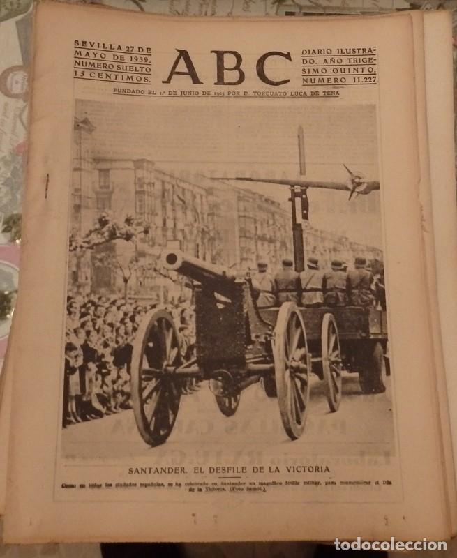 Coleccionismo de Revistas y Peri&oacute;dicos: ABC SEVILLA, 27 MAYO 1939, DESFILE VICTORIA SANTANDER,RECONSTRUCCION SANTUARIO VIRGEN CABEZA,