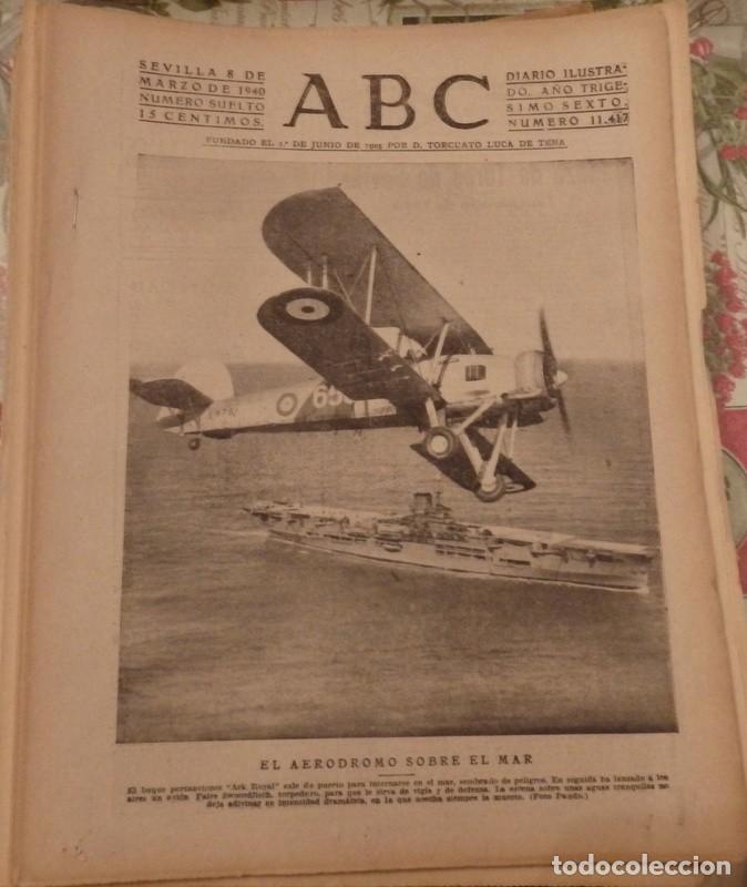 Coleccionismo de Revistas y Peri&oacute;dicos: ABC SEVILLA, 8 MARZO 1940, WWII,PRECIOS SILLAS SEMANA SANTA SEVILLA,ETC..14 PAGINAS