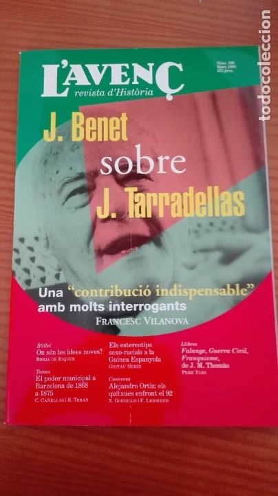 Collezionismo di Riviste e Giornali: Revista Aven&ccedil; n&ordm; 168 Mar&ccedil; 1993 J. Benet sobre Tarradellas Barcelona poder municipal 1868-1875