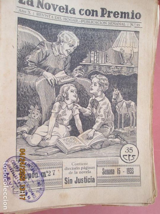 Coleccionismo de Revistas y Peri&oacute;dicos: LA NOVELA CON PREMIO, &iexcl;SIN JUSTICIA!, REVISTA DEL HOGAR CUPON 127 SEMANA 15-1933 N&ordm;15