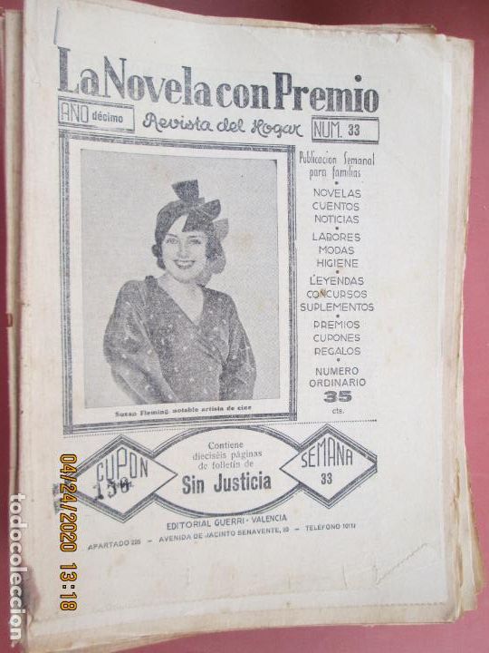 Coleccionismo de Revistas y Peri&oacute;dicos: LA NOVELA CON PREMIO, &iexcl;SIN JUSTICIA!, REVISTA DEL HOGAR A&Ntilde;O DECIMO CUPON 150 N&ordm; 33 -SEMANA-33- 1933?