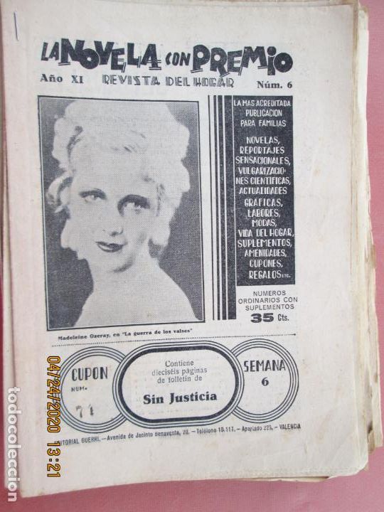 Coleccionismo de Revistas y Peri&oacute;dicos: LA NOVELA CON PREMIO, &iexcl;SIN JUSTICIA!, REVISTA DEL HOGAR A&Ntilde;O XI CUPON 71 N&ordm; 6 SEMANA 6-1934?