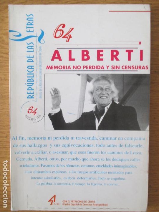 Collectionnisme de Revues et Journaux: REP&Uacute;BLICA DE LAS LETRAS. N&ordm; 64. ALBERTI. NOVIEMBRE 1999.