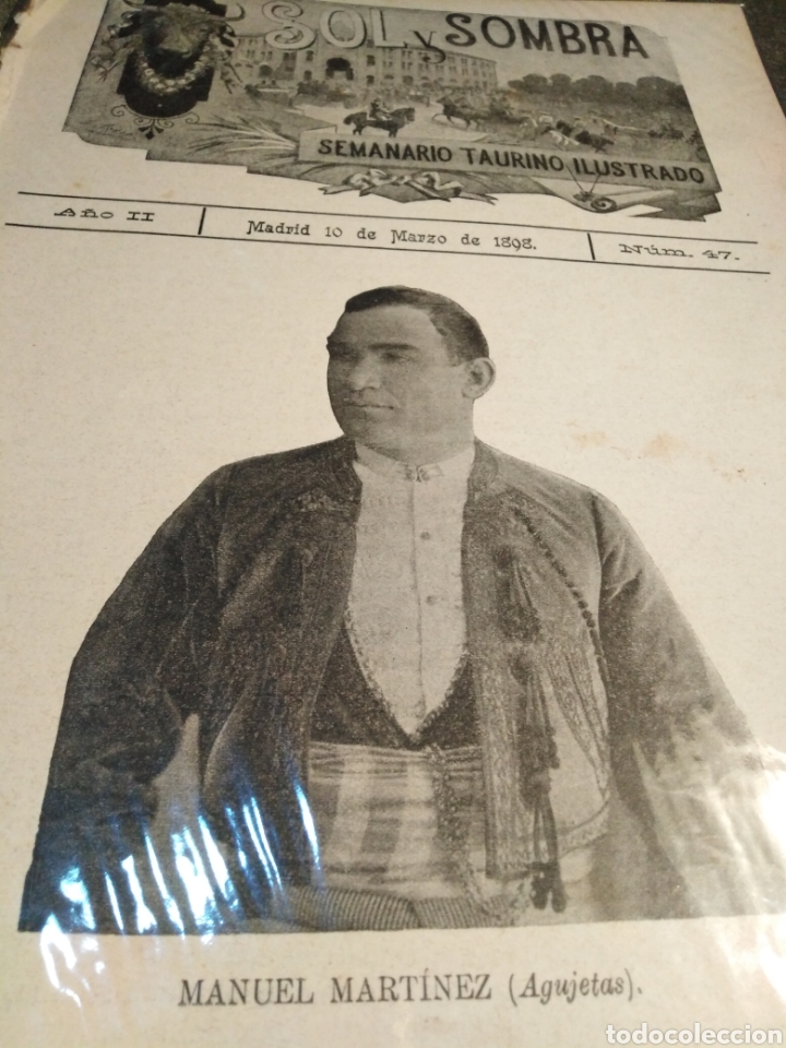 Collectionnisme de Revues et Journaux: SOL Y SOMBRA - SEMANARIO TAURINO, N 47,A&Ntilde;O II 1898