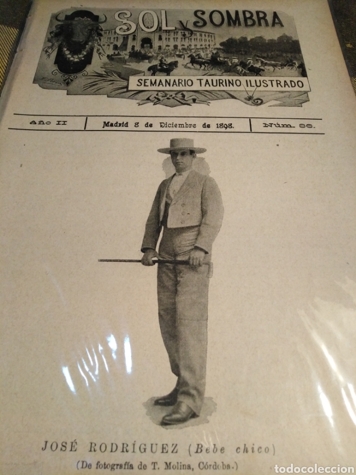 Collectionnisme de Revues et Journaux: SOL Y SOMBRA - SEMANARIO TAURINO, N 86,A&Ntilde;O II 1898