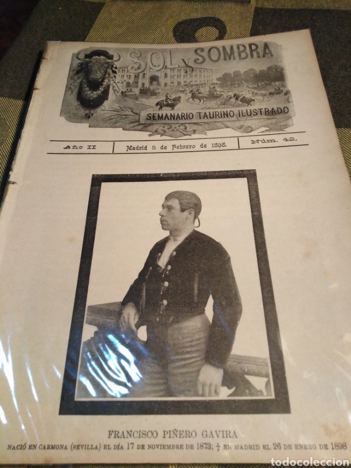 Collectionnisme de Revues et Journaux: SOL Y SOMBRA - SEMANARIO TAURINO, N 42,A&Ntilde;O II 1898
