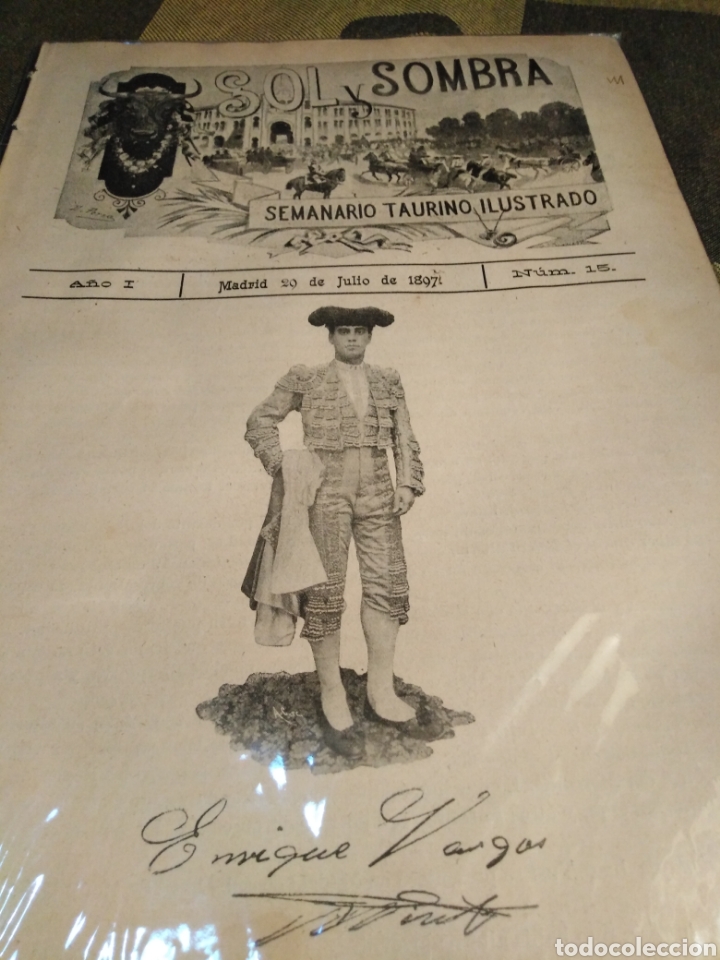 Collectionnisme de Revues et Journaux: SOL Y SOMBRA - SEMANARIO TAURINO N 15,A&Ntilde;O I, 1897