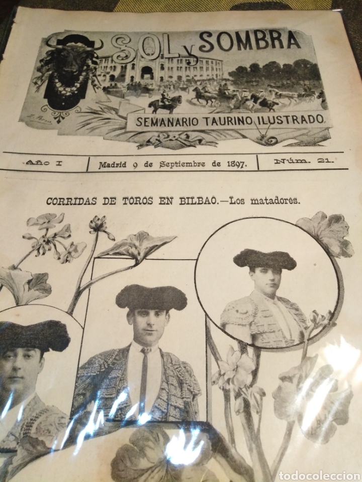 Coleccionismo de Revistas y Peri&oacute;dicos: SOL Y SOMBRA - SEMANARIO TAURINO, N 21,A&Ntilde;O I, 1897