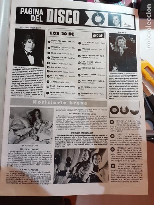 Coleccionismo de Revistas y Peri&oacute;dicos: kim wilde jose luis rodriguez el puma lucia eurovision orquesta mondragon