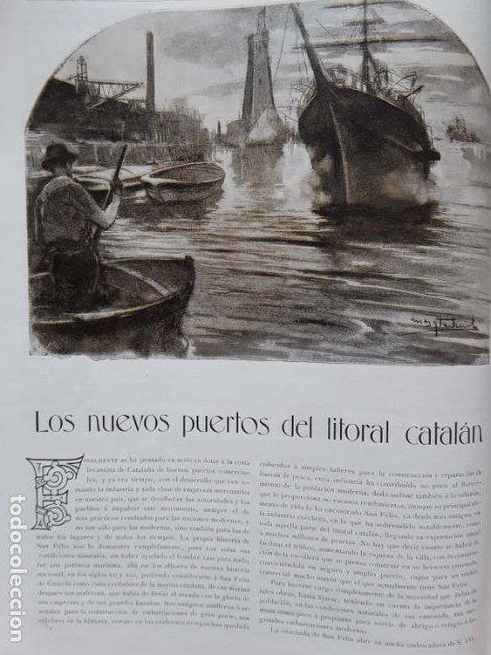 Coleccionismo de revistas y peri&oacute;dicos: LOS NUEVOS PUERTOS DEL LITORAL CATALAN SAN FELIU GUIXOLS PALAMOS ROSAS REVISTA A&Ntilde;O 1902