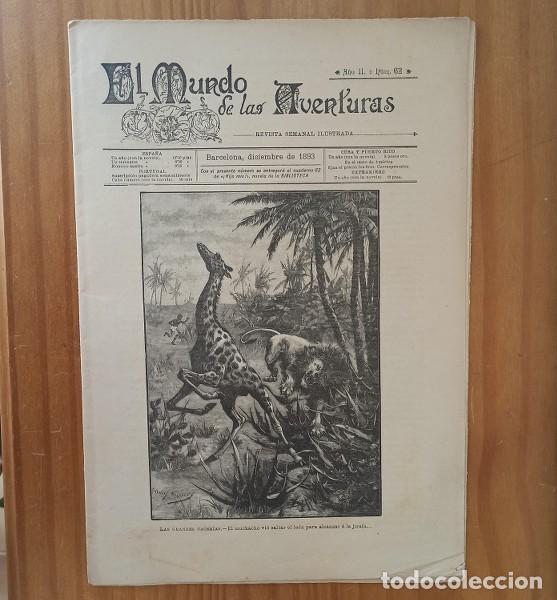 Collectionnisme de Revues et Journaux: EL MUNDO DE LAS AVENTURAS 62, DICIEMBRE 1893 REVISTA SEMANAL ILUSTRADA BARCELONA