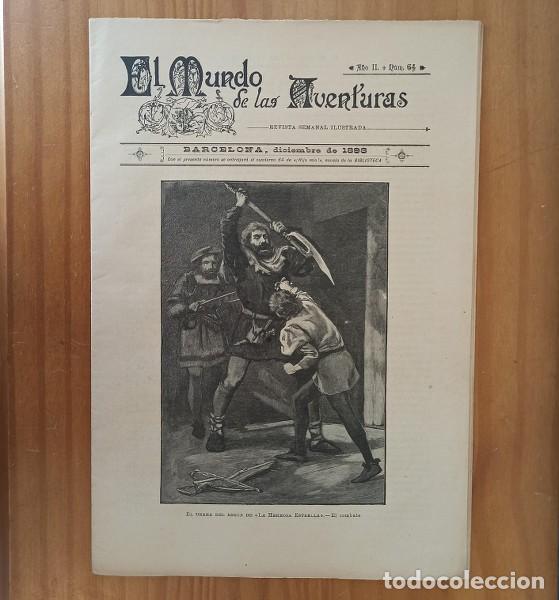 Collectionnisme de Revues et Journaux: EL MUNDO DE LAS AVENTURAS 64, DICIEMBRE 1893 REVISTA SEMANAL ILUSTRADA BARCELONA