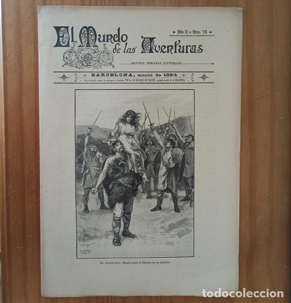 Collectionnisme de Revues et Journaux: EL MUNDO DE LAS AVENTURAS 74, MARZO 1894 REVISTA SEMANAL ILUSTRADA BARCELONA