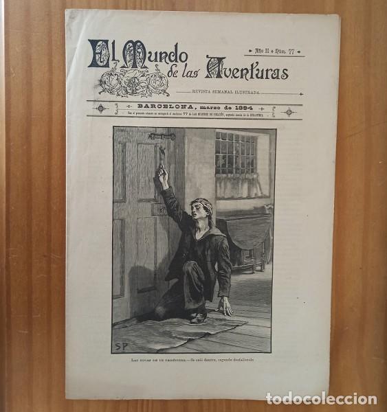 Collectionnisme de Revues et Journaux: EL MUNDO DE LAS AVENTURAS 77, MARZO 1894 REVISTA SEMANAL ILUSTRADA BARCELONA