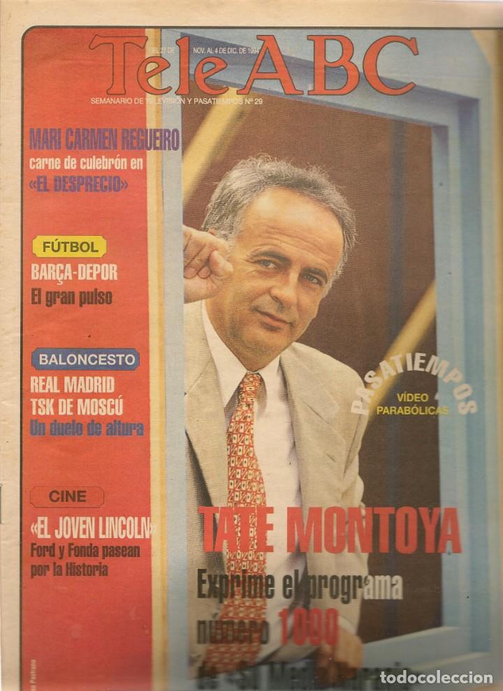 Coleccionismo de Revistas y Peri&oacute;dicos: TELE ABC. N&ordm; 29. EN PORTADA: TATE MONTOYA./ MARI CARMEN REGUEIRO. 27 NVBRE.(ST/MG/A)