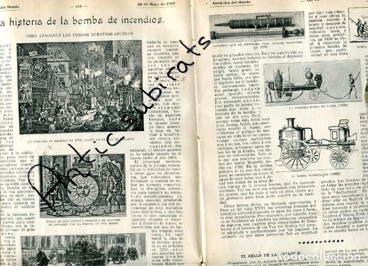 Collection Magazines and Newspapers: REVISTA A&Ntilde;O 1912 PRIMERA BOMBA DE AGUA PARA INCENDIOS BOMBEROS MASONERIA EN EL CONGO