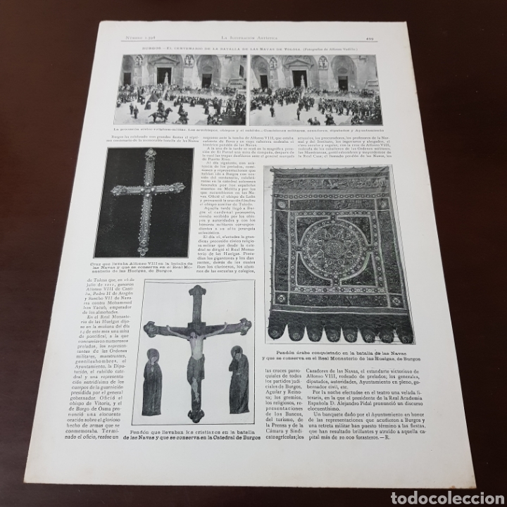 Coleccionismo de Revistas y Peri&oacute;dicos: BURGOS A&Ntilde;O 1912 EL CENTENARIO DE LA BATALLA DE NAVAS DE TOLOSA