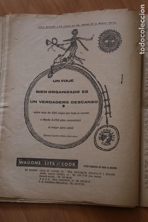 Coleccionismo de Revistas y Peri&oacute;dicos: PUBLICIDAD VIAJES WAGONS LITS//COOK RECORTE PRENSA ABC 1963 4/6 PAGINA COMPLETA