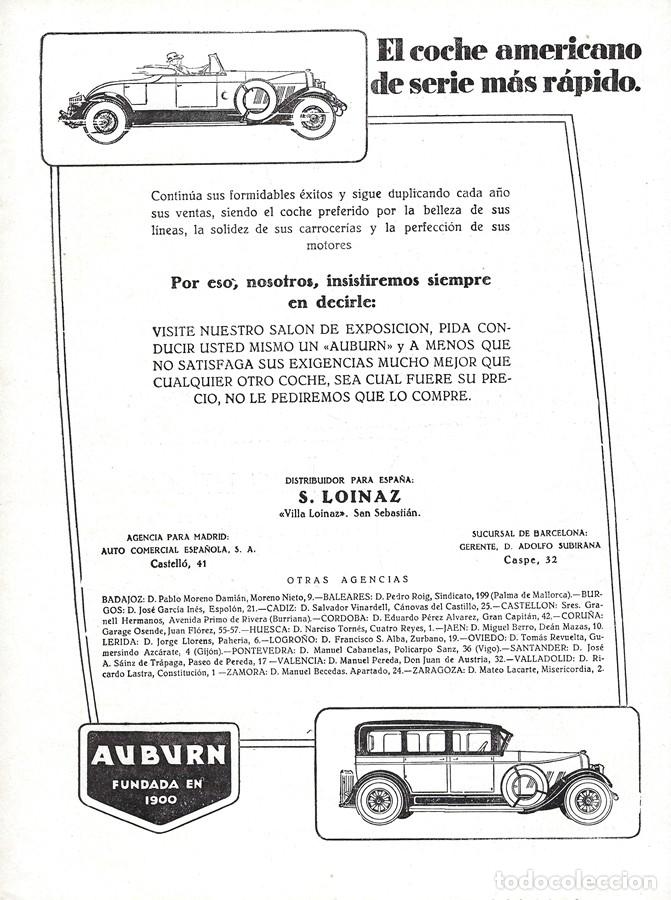 Coleccionismo de Revistas y Peri&oacute;dicos: 1928 HOJA REVISTA PUBLICIDAD ANUNCIO DE PRENSA AUTOM&Oacute;VILES AUBURN COCHE AMERICANO