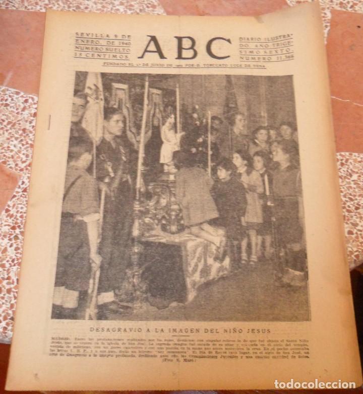 Coleccionismo de Revistas y Peri&oacute;dicos: ABC SEVILLA, 9 ENERO 1940, DESAGRAVIO NI&Ntilde;O JESUS SEVILLA, REAL BETIS,ETC...15 PAGINAS