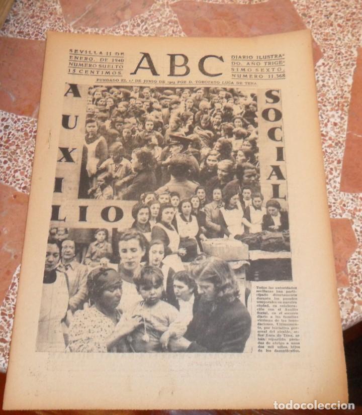 Coleccionismo de Revistas y Peri&oacute;dicos: ABC SEVILLA, 11 ENERO 1940, AUXILIO SOCIAL, IV CONSEJO NACIONAL SECCION FEMENINA FALANGE,ETC...