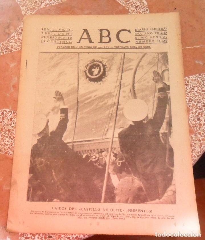 Coleccionismo de Revistas y Peri&oacute;dicos: ABC, 27 ABRIL 1940, CAIDOS DEL CASTILLO DE OLITE,WWII, ETC.. 14 PAGINAS