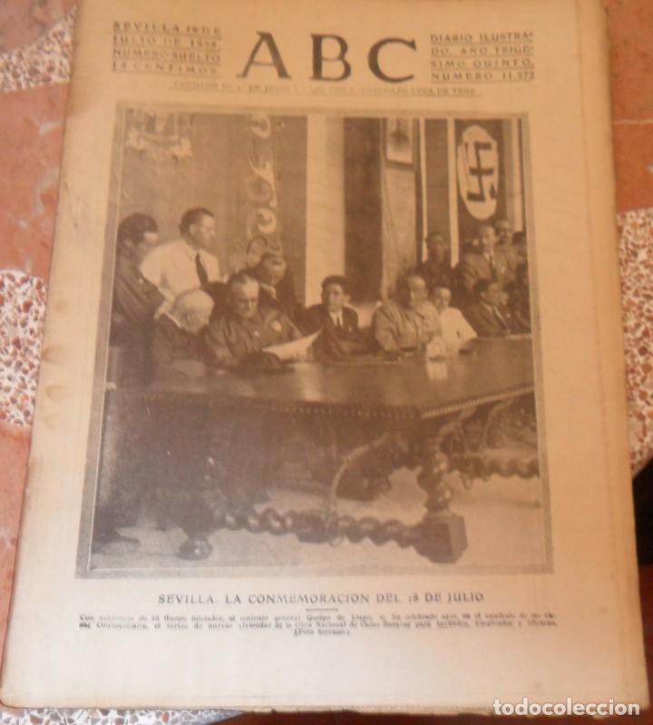 Coleccionismo de Revistas y Peri&oacute;dicos: ABC, 19 JULIO 1939, HOMENAJE A QUEIPO EN SEVILLA Y BADAJOZ,CRONICA CORRIDA A BENEFICIO SANTUARIO DE